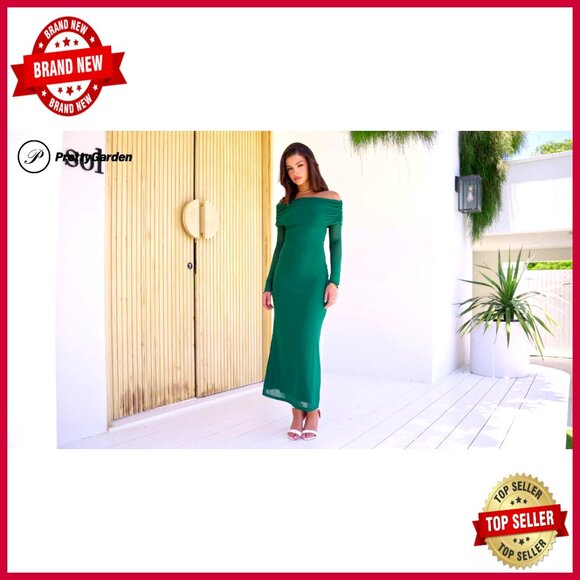 Elegant Off Shoulder Long Sleeve Formal Bodycon Maxi Dress Wedding Guest - Picture 7 of 7